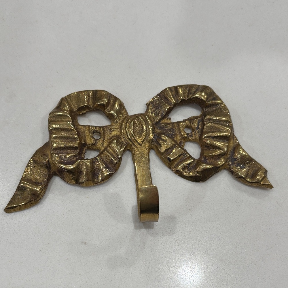 Vintage Solid Brass Bow Hook